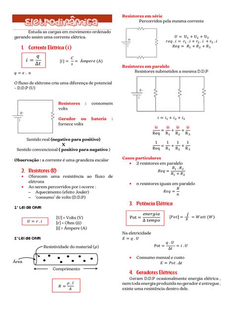 Eletrodinamica Pdf - Eletrodinâmica | PDF | Resistência elétrica e condutividade | Corrente ...