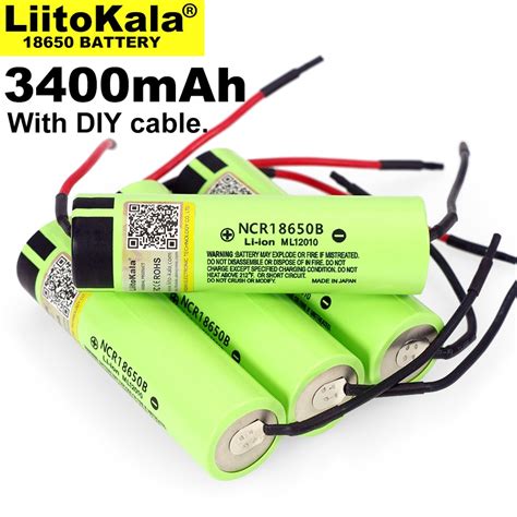 1 20 Pces Liitokala Original Novo Ncr18650b 37v 3400mah 18650 Bateria De Lítio Recarregável