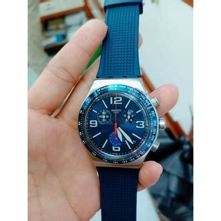 Jual Swatch Irony Blue Grid Yvs Original Shopee Indonesia