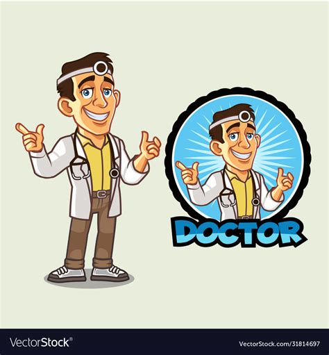 Young friendly medical doctor cartoon mascot logo Vector Image