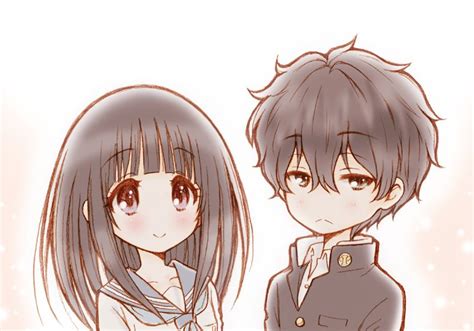 Oreki Houtarou Chitanda Eru Anime Chibi Kawaii Anime Cute Anime