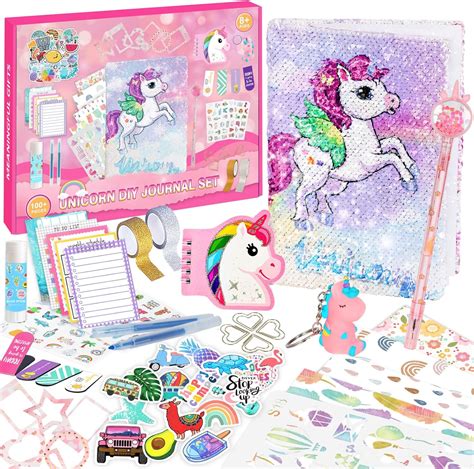 Kit de diario de unicornio para niñas más de 100 piezas de álbum de