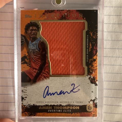 Topps Inception Ote Overtime Amen Thompson Rc Auto Patch Orange