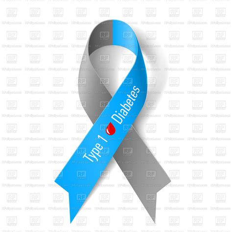 Grey and blue ribbon - diabetes type-1 symbol Vector Image – Vector ...