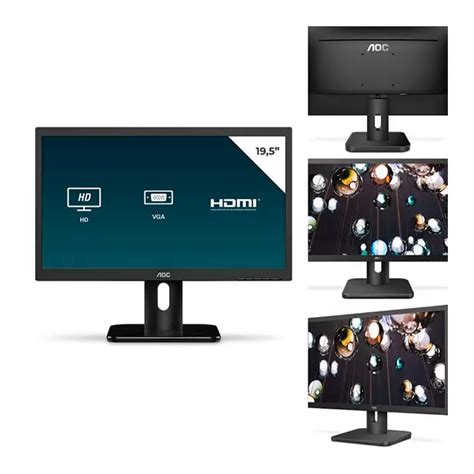 Monitor Aoc E H Led Hd Tn Hz Ms Vesa Vga Hdmi Conc Rdia