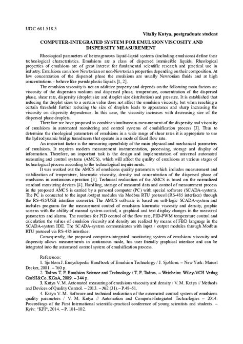 (DOC) COMPUTER-INTEGRATED SYSTEM FOR EMULSION VISCOSITY AND DISPERSITY ...