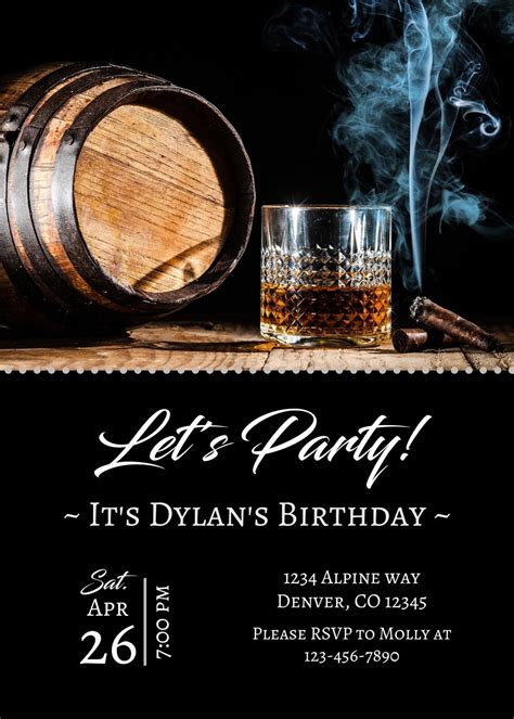 Adult Birthday Party Invitation Whiskey Invitation Cognac Etsy