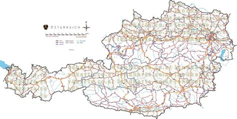 Oesterreich Strassenkarte Regionen Gewaesser