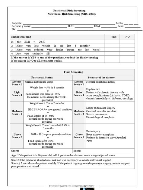 Screening Nrs 2002 Format Pdf Weight Loss Medicine