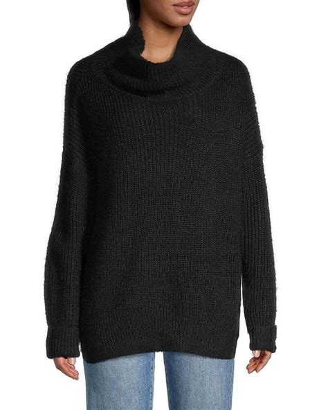 Calvin Klein Synthetic Oversized Turtleneck Sweater In Black Lyst