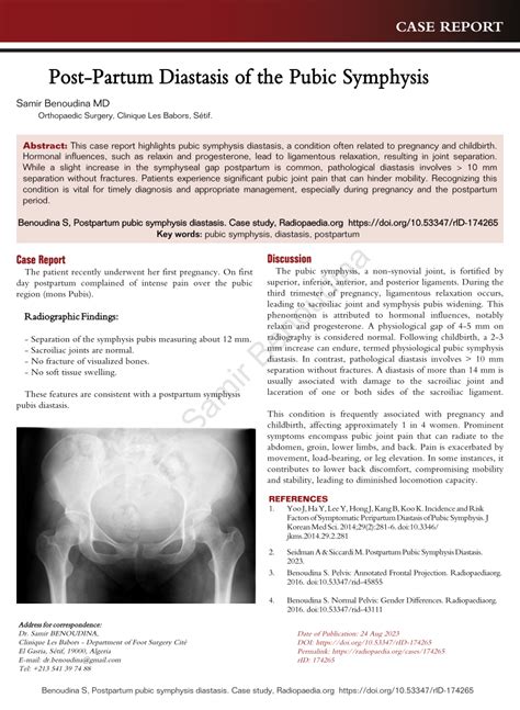 Pdf Postpartum Pubic Symphysis Diastasis