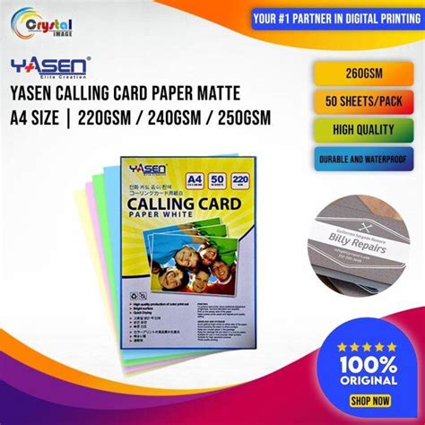 Yasen Calling Card Paper Matte A Size Gsm Gsm Gsm