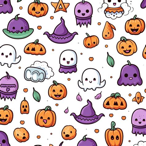 Halloween Cartoon Doodle Kawaii Pattern Design Illustration Doodle