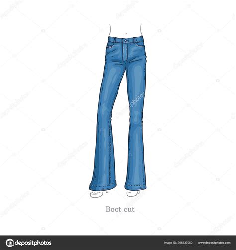 Vector Boot Cut Style Jeans Female Denim Pants Stock Vector Image By