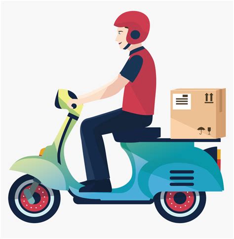 Logistics Courier Service Delivery Motorcycle Man Clipart Delivery