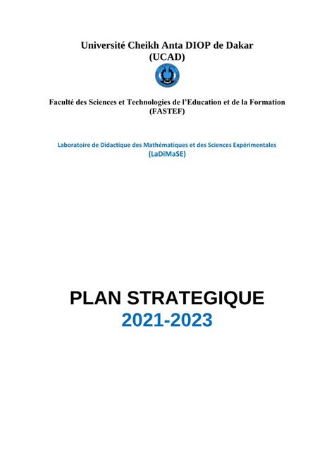 Pdf Plan Strategique Dokumen Tips