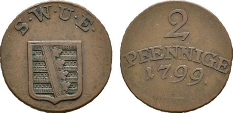 Sachsen Weimar Eisenach Cu 2 Pfennig 1799 Carl August 1775 1828 Sehr