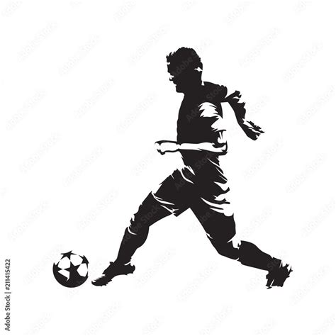 Soccer player running with ball, abstract scratched ink vector drawing ...