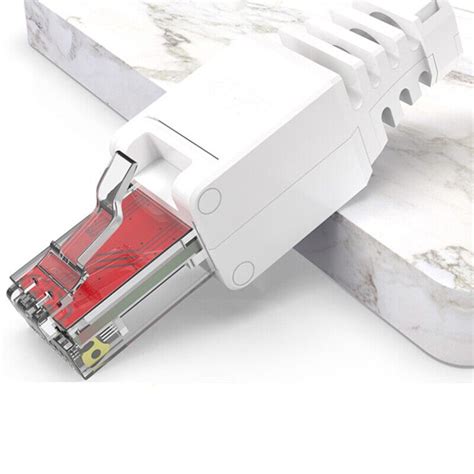 White Rj Tool Less Connector No Crimp Connectors Cctv Ethernet Cable