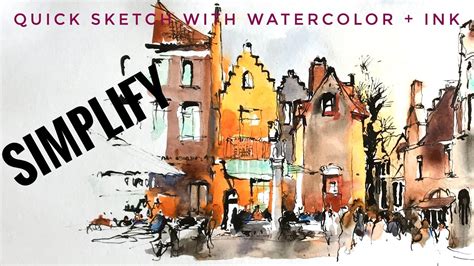 Watercolor Sketch Street Corner Urban Sketching Loose Style Fude Nib