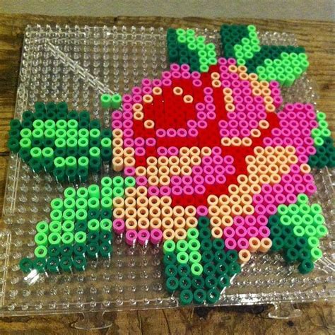 Perler Bead Rose Bügelperlen Basteln Bügelperlen Hama Perlen Muster