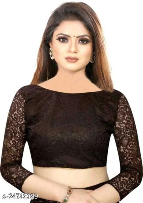 Fashion Field Women Black Embellished Net Saree With Unstitched Blouse