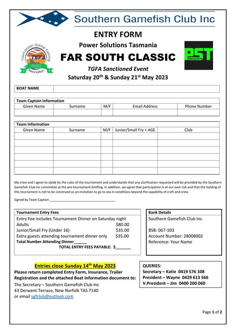 Far South Classic Entry Form Pdf Docdroid