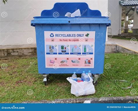 Singapore Blue Recycle Bin Editorial Stock Photo Image Of Local