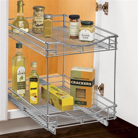 Lynk Roll Out Double Shelf Pull Out Two Tier Sliding Under Cabinet