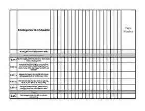 Kindergarten Common Core Standards Checklist - Kindergarten