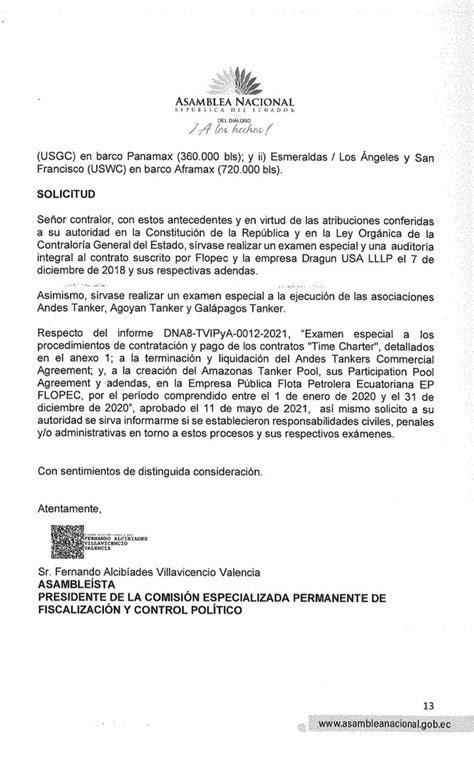 Fernando Villavicencio on Twitter URGENTE Solicité a Contraloría y