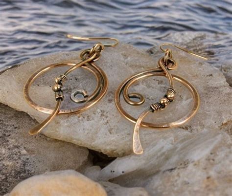 Two Piece Hanging Movement Earrings Copper Wire Wrapped Hoop Earrings