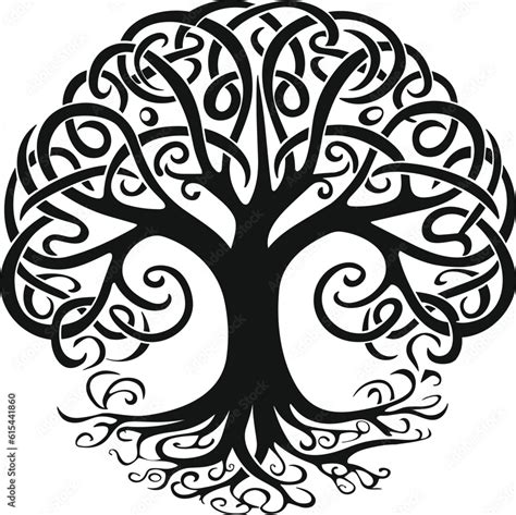 Tree of Life, Irish Celtic Symbol Tree Silhouette, Black Vector ...