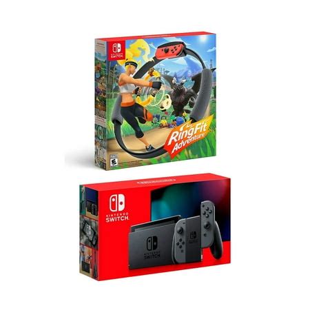 New Nintendo Switch Gray Joy-Con Console Bundle with Ring Fit Adventure ...