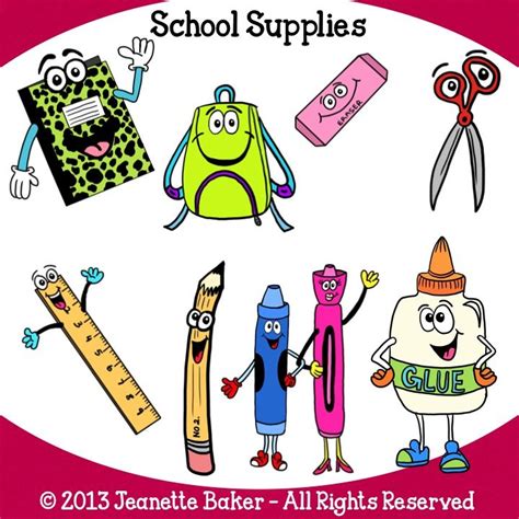 School Supplies Clip Art by Jeanette Baker | School supplies, Clip art ...