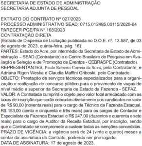 Cebraspe Contratado Como Banca Do Novo Concurso Sefaz Ac