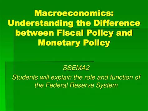 Ppt Macroeconomics Understanding The Difference Between Fiscal Policy And Monetary Policy