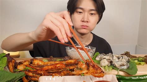 Asmr 몸에 좋은 장어구이와 생굴 먹방｜grilled Eel Raw Oyster Mukbang Youtube