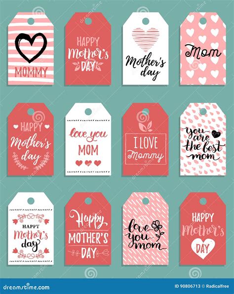 Happy Mothers Day Vector Set Of Tags Labels Greeting Cards