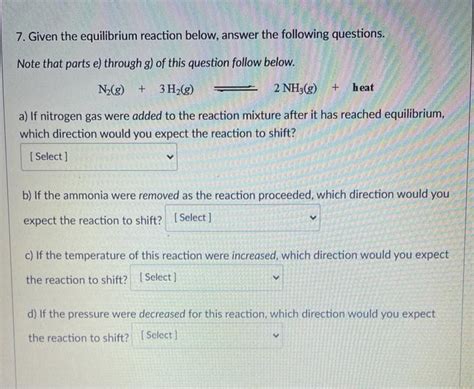 Solved 7 Given The Equilibrium Reaction Below Answer The