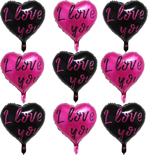 Amazon Pcs Black Hot Pink Heart Shape Foil Mylar Balloons