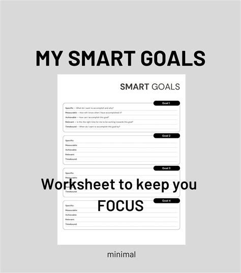 Simple Smart Goal Printable Sheet Fitness Goal Digital Career Goal