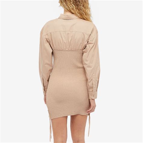 Andrea Adamo Women s ANDREĀDAMO Cotton Ribbed Knit Mini Dress in Nude Andrea Adamo