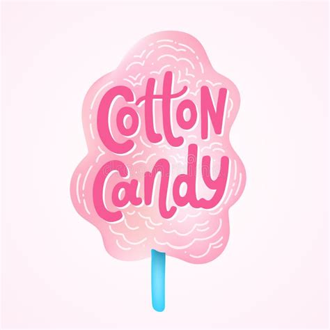 Cotton Candy Text Logo Lettering Hand Drawn Vector Illustration