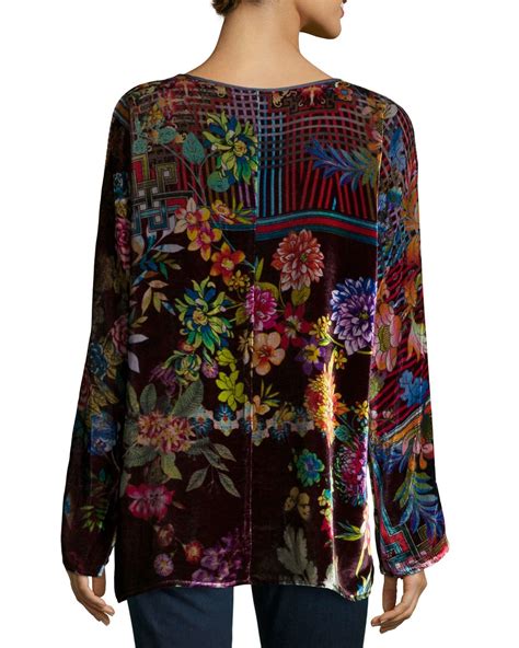 Lyst Johnny Was Flower Print Velvet Tunic