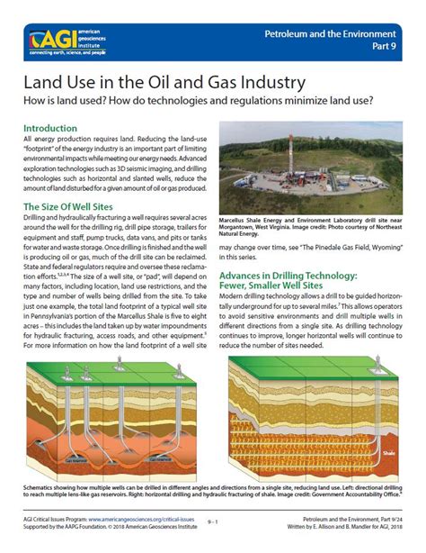 Land Use In The Oil And Gas Industry American Geosciences Institute