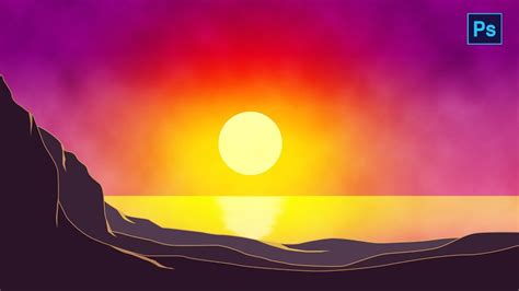 Photoshop Tutorial How To Make Sunset Scenery Art On Photoshop Youtube