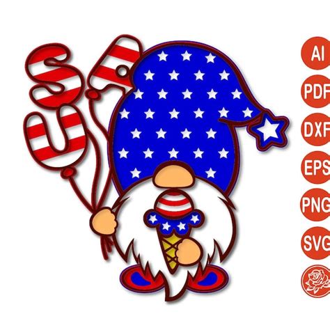 Patriotic Gnome Svg Etsy