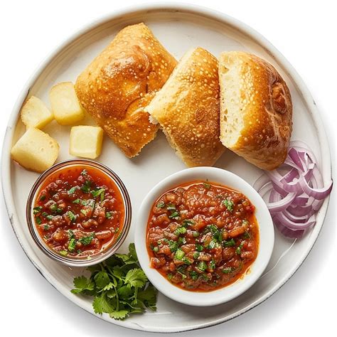 Photography Of Indian Tasty Pav Bhaji Plate Premium Ai Generated Image