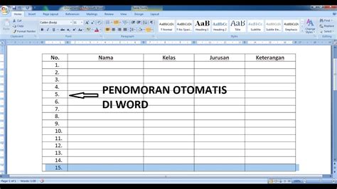 Cara Membuat Penomoran Otomatis Di Word YouTube